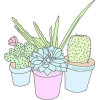 pastel drawn cactus - Biljke - 