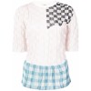 patchwork knit shortsleeved top - Capri hlače - 
