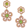 pink green flower earrings - Серьги - 