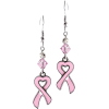 pink ribbon earrings - Kolczyki - 