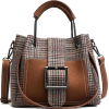 plaid and leather bag - 手提包 - 