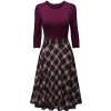 plaid skirt purple dress - ワンピース・ドレス - 