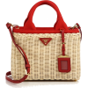 prada-naturalle-rosso-wicker-canvas-tote - Hand bag - 