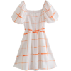 print square neck puff sleeve dress NSAM109300 - Dresses - $12.72  ~ £9.67