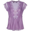 purple lace embroidered top - 半袖シャツ・ブラウス - 