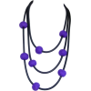 purple necklace, felt ball chunky - Ogrlice - 