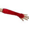 red long fingerless gloves lace satin - グローブ - 