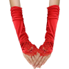 red long fingerless gloves lace satin - Rukavice - 