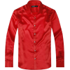 red, silk, luxury, buttonup, collar - 长袖衫/女式衬衫 - 