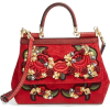 red velvet floral bag - ハンドバッグ - 