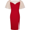 retro fairy V-neck red dress - sukienki - 