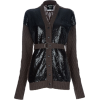 Brown black cardigan - Swetry na guziki - 