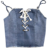 short solid color denim sling - Hemden - kurz - $25.99  ~ 22.32€