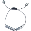 silver beaded adjustable cord bracelet  - Pulseras - 