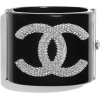 silver crystal black bangle bracelet - Bracelets - 