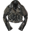 silver studded black leather jacket - アウター - 