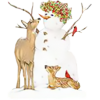 snowman with deer - Ilustracije - 