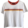 solid color striped short-sleeved T-shir - Tシャツ - $25.99  ~ ¥2,925