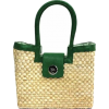straw bag green trim - Hand bag - 