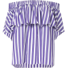striped ruffle off shoulder top - Shirts - 