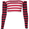 stripes hit color sexy strapless T-shirt - T-shirts - $18.99 