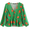 tie with lotus leaf eight-sleeve blouse - ボレロ - $27.99  ~ ¥3,150