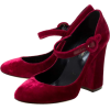 velvet red Mary Janes - 经典鞋 - 