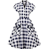vintage checked dress - sukienki - 