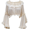 vintage white neutral blouse - 半袖衫/女式衬衫 - 