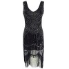 whoinshop Women Vintage Sequin Art Nouveau Deco High Low Fringe 1920s Style Flapper Dress - Dresses - $38.00  ~ £28.88