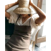 woman straw hat apron dress photo - Uncategorized - 
