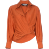wrap asymmetric linen cotton blend blous - Hemden - lang - 