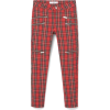 zipped plaid skinny pants - 牛仔裤 - 