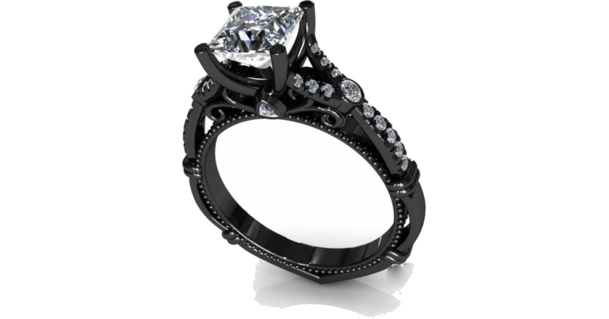 Кольцо черное золото черный бриллиант