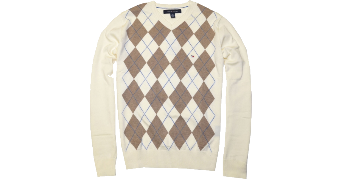 Tommy Hilfiger Mens Sweater Argyle Pullover V-neck Diamond Pattern Knit NWTs 