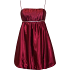 Satin Crystal Babydoll Bubble Mini Dress Prom Bridesmaid Holiday Formal Gown Burgundy - Dresses - $29.99 