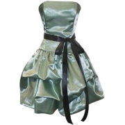 メタリックグリーンミニドレス - sukienki - 