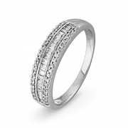10KT White Gold Baguette and Round Diamond Anniversary Ring (1/4 cttw) - Aneis - $199.00  ~ 170.92€