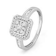 10KT White Gold Baguette and Round Diamond Sqaure Fashion Ring (1/3 cttw) - Anelli - $239.00  ~ 205.27€