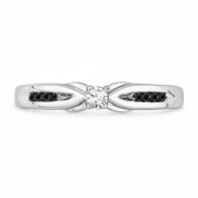10KT White Gold Black And White Round Diamond Promise Ring (1/6 cttw) - Rings - $181.50 