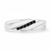 10KT White Gold Black Round Diamond Seven Stone Men's Ring (1/6 cttw) - Aneis - $379.00  ~ 325.52€