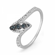 10KT White Gold Blue And White Round Diamond Promise Ring (1/10 cttw) - Aneis - $119.00  ~ 102.21€