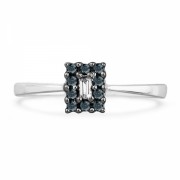 10KT White Gold Blue Round and White Baguette Diamond Promise Ring (1/6 cttw) - Anelli - $159.00  ~ 136.56€