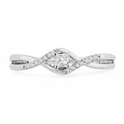 10KT White Gold Princess and Round Diamond Promise Ring (1/6 CTTW) - Rings - $179.00 