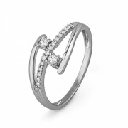 10KT White Gold Round Diamond Bypass Fashion Ring (1/6 cttw) - Rings - $169.00 