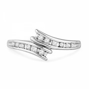 10KT White Gold Round Diamond Bypass Fashion Ring (1/8 cttw) - Prstenje - $139.00  ~ 883,01kn