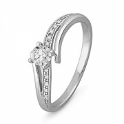 10KT White Gold Round Diamond Bypass Promise Ring (1/10 cttw) - Rings - $149.00 