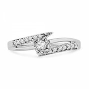 10KT White Gold Round Diamond Bypass Promise Ring (1/4 cttw) - Anillos - $219.00  ~ 188.10€