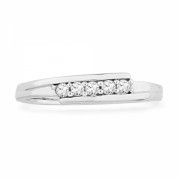 10KT White Gold Round Diamond Five Stone Bypass Fashion Band Ring (1/10 cttw) - Rings - $139.00 