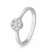 10KT White Gold Round Diamond Flower Fashion Ring (1/2 cttw) - Rings - $379.00 